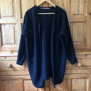 Athleta XS Navy Blue Cardigan Merino Wool Blend‎ Sweater